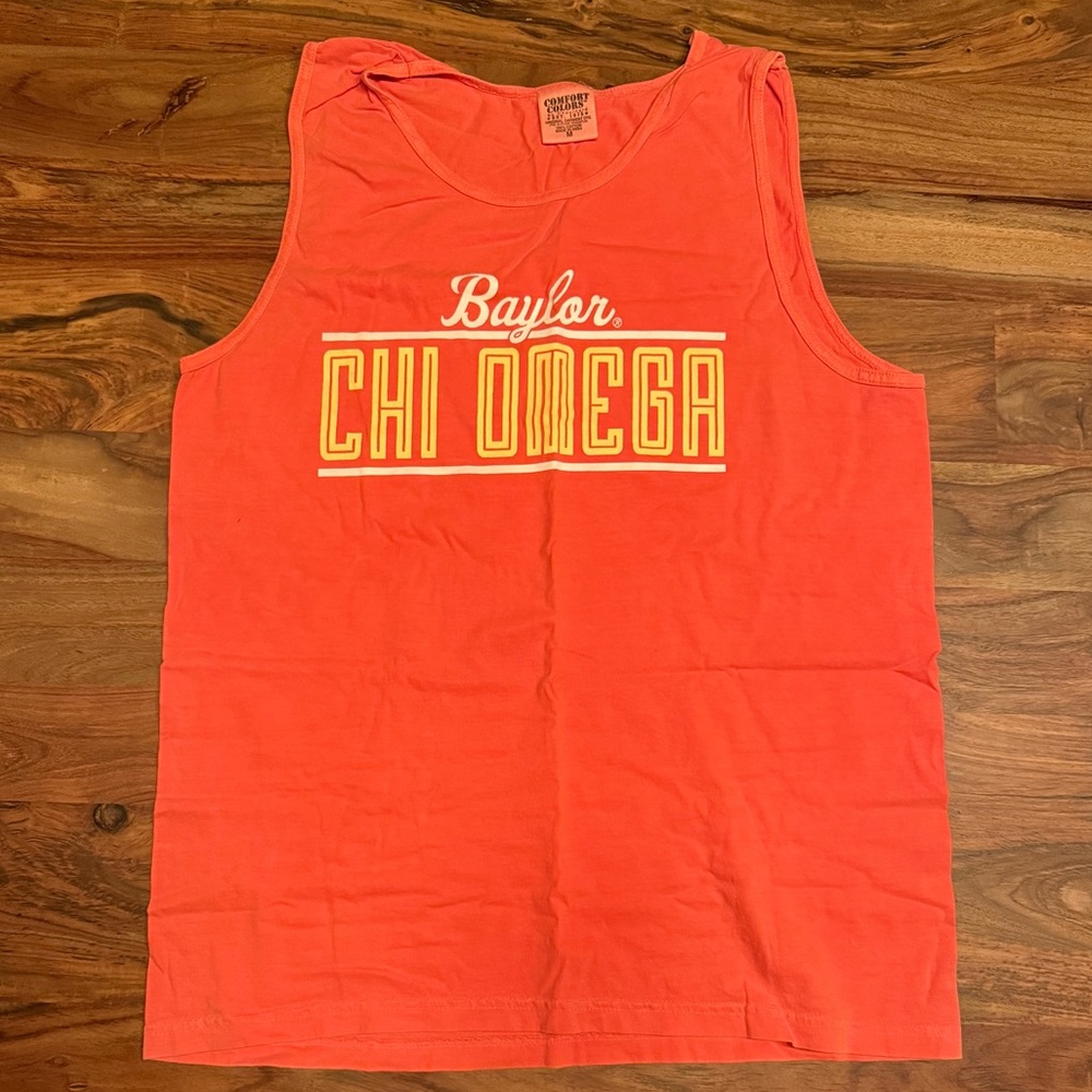 Baylor Chi Omega Comfort Colors Orange Tank Top